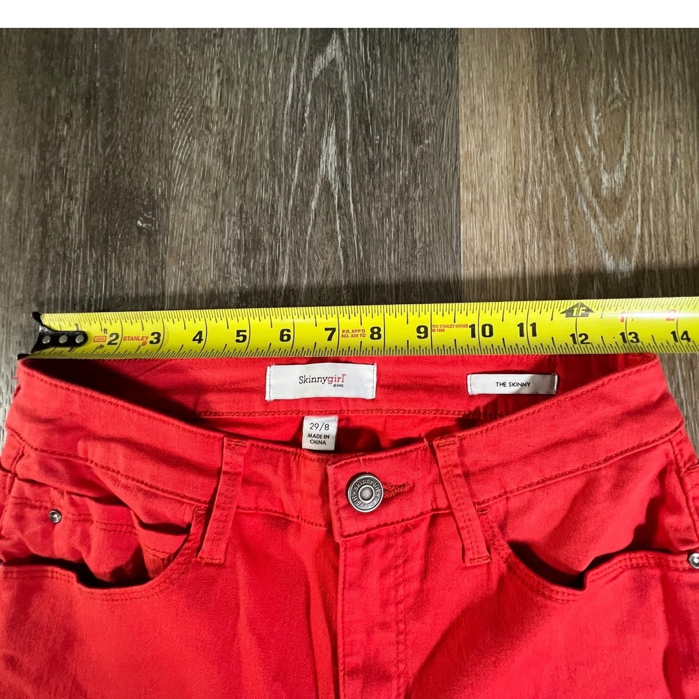 Skinnygirl Jeans The Skinny Women 29/8 Red Denim Pants Mid Rise Slim Fit - Picture 3 of 8